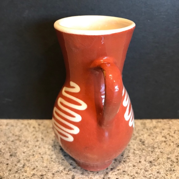 Vintage Hungarian Pottery Pitcher | Redware Vintage Jug with Quail Pattern. - Picture 4 of 8